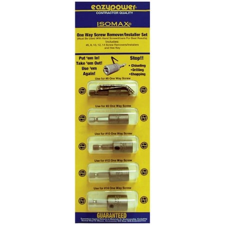 88239 Get It Out One Way/Rounded Screw Remover Set, 6, 8, 10, 12, 14
